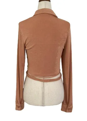 Pepper Mayo Color: Champagne Long Sleeve Crop Top Women's Size 4 | 37-39 thumbnail 2