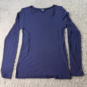 Ralph Lauren Sport Womens XL NavyBlue Pima Cotton Lyocell V-Neck Long Sleeve Tee thumbnail 1