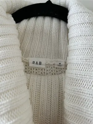 Gap White 100% Cotton Cable Knit Turtleneck Chunky Sweater Medium Fisherman thumbnail 3