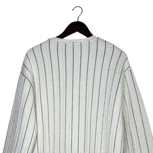 NWT Zara Boxy Oversized Striped Soft Quilted Long Sleeve Sweater M White Black thumbnail 5