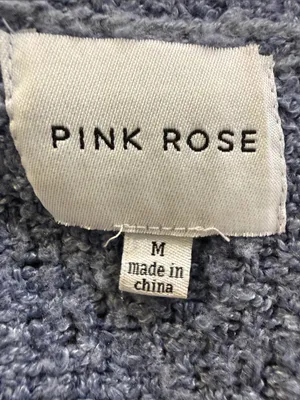 Pink Rose Women’s blue mock neck cropped sweater size M thumbnail 4