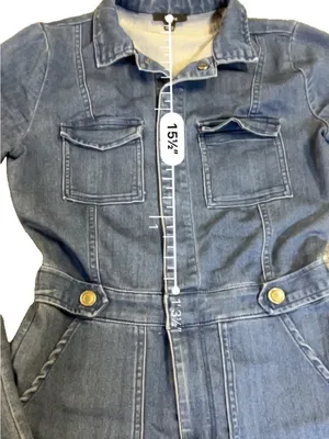 Blashe Denim Skinny Jumpsuit Medium Wash S Coastal Cowgirl Western Chic 70’s thumbnail 2