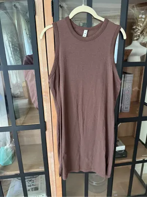 Lululemon Classic Fit Cotton mini t-shirt tank Dress Java sleeveless round neck thumbnail 2