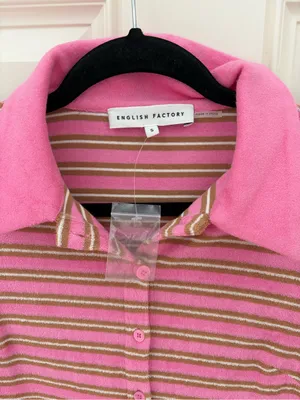 English Factory Terry Striped Polo Dress Size Small thumbnail 3
