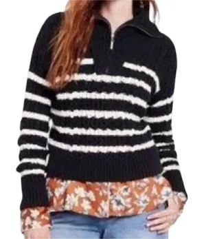 LA LIGNE Black an White Striped
Sweater(Size 2X) Black thumbnail 1