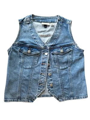 Universal Threads Light Blue Cotton Denim Vest Size Small thumbnail 1
