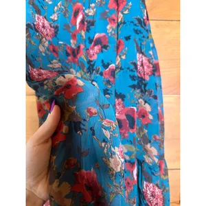 NWT Lulus In My Dreams Teal Multi Floral Print Midi Dress Cruise Resort Size XL thumbnail 6