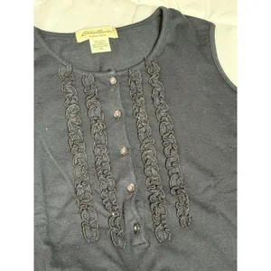 Eddie Bauer Womens Blue Tank Size XsCotton‎ Jersey Knit Ruffle Buttons A1-0044 thumbnail 3