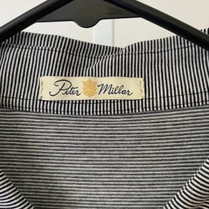 Peter Millar XL Black White‎ Striped Polo Shirt Double Mercerized Cotton Golf thumbnail 4