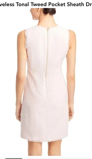 Karl Lagerfeld Sleeveless Tonal Tweed Pocket Sheath Dress thumbnail 2