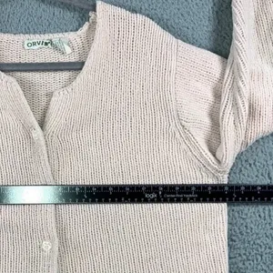 ORVIS Cardigan Sweater L Pink Button Up Grandma Craft Grunge Outdoor Chore Flaw thumbnail 8