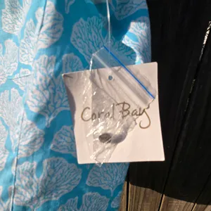 Coral Bay Linen Sleeveless Button Front Shirt Turquoise & White M thumbnail 5