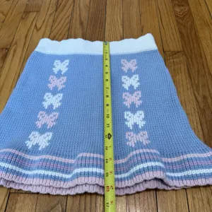 LoveShackFancy Hathaway Knit Mini Skirt Bow Print‎ in Blue Skies Coquette Girl thumbnail 8