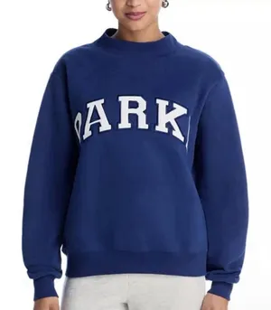 Parke Denim and White Fleece Mockneck Navy Varsity Sweatshirt thumbnail 1