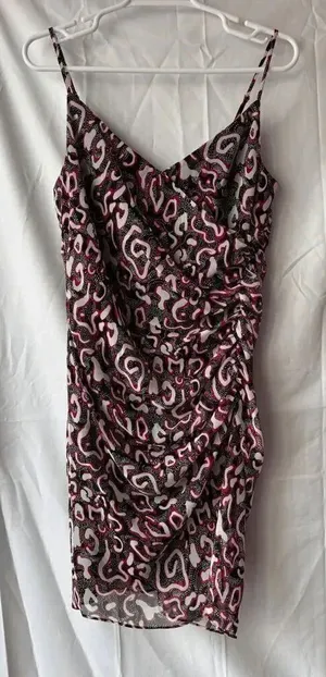 Rebecca Minkoff Kinsley Ruched Dress in Black Multi Size 6 thumbnail 1