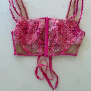 For Love And Lemons Pink Floral Corset Bra thumbnail 1