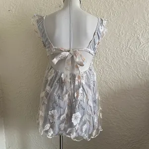 Lucy in the Sky Sheer Embroidered Floral Deep V Babydoll Dress XS thumbnail 6