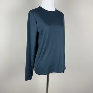 Quince Flowknit Breeze‎ Long Sleeve Top Women XS Navy Thumbholes Stretch Active thumbnail 10