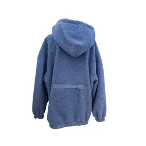 Free People Fuzzy Was She Pullover Blue‎ Sherpa Fleece Hoodie Womens Small thumbnail 11