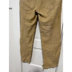 Free People Tan Distressed Utility Pants Frayed Hem Canvas Straight Leg Size 28 thumbnail 14
