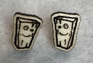 Ed, Edd, and Eddy Plank Wood Stud Earrings thumbnail 1