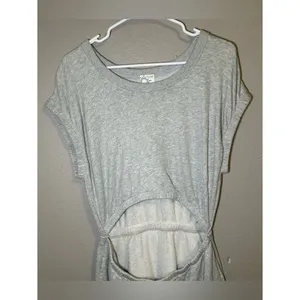Aerie Offline Weekend Fleece Gray Cotton Cut Out Dress Pockets Women Size Medium thumbnail 3