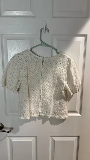 White Abercrombie Eyelet Top thumbnail 2