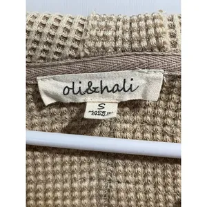 Oli & Hali Tan Waffle Knit Hook‎ & Eye Corset Cropped Hoodie JT0031 Womens Small thumbnail 3