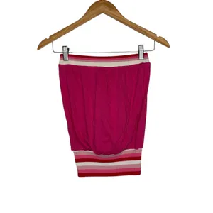 Lucca Couture Tube Top Womens S Pink Striped‎ Strapless Y2K Cotton Ribbed Trim Festival thumbnail 3