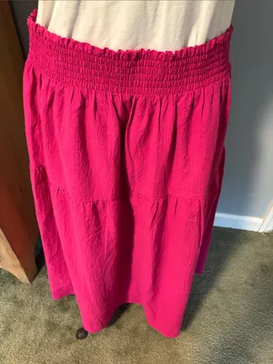 Nine West Hot Pink Tiered Elastic Waist Maxi Fully Lined Skirt thumbnail 5