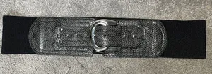 Black Faux Snake‎ Skin Wide Elastic Waist Belt size 1X thumbnail 1