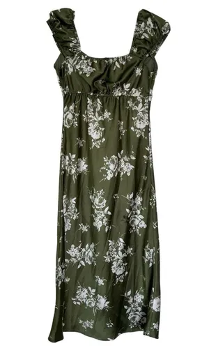 Inspired Hearts Green Floral Velvet Lace Sweetheart Midi Dress Size Small thumbnail 2