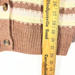 Celebrity Pink‎ Striped V Neck Crop Cardigan Sweater Women M Rose Button Front thumbnail 4