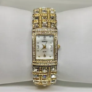 Geneva women’s two tone rhinestones crystals fashion dress watch 19mm running thumbnail 1