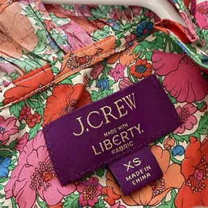 J.Crew Liberty Top cotton floral smocked puff sleeve womens Red (xsmall) preppy thumbnail 2