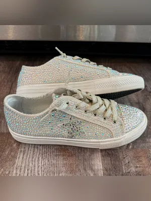 Vintage Havana Jenny Rhinestone Lace Up Sneakers Sparkle 8.5 Gold Rhinestones thumbnail 4