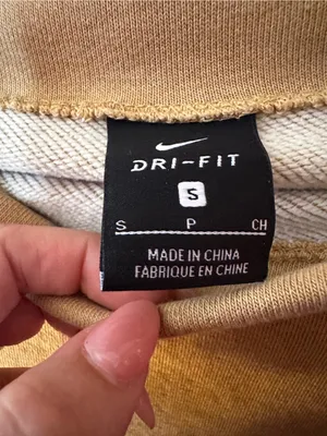 Nike Dri-FIT Funnel Mock Neck Cropped Sweatshirt Gold Tan Side Zip Pocket Small thumbnail 5