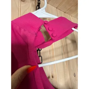 NWT Lulus Keep It Interesting Hot Pink Asymmetrical Halter Maxi Dress Holiday L thumbnail 6