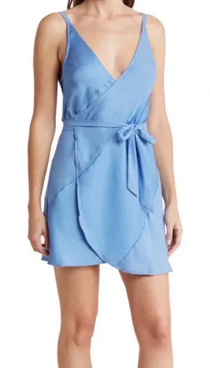 NWT Free People Like Me Or Love Me Slip Dress Blue Wrap Mini XS thumbnail 1