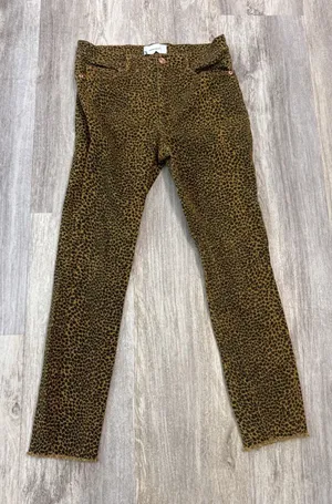 Current/Elliott Leopard Print High Rise Skinny Jeans‎ Raw Hem Size 27 Mustard thumbnail 1