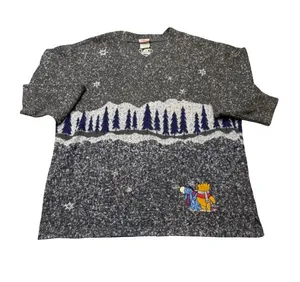 ✨ Vintage Disney Winnie the Pooh Snowy Scene‎ Sweater Large ✨ thumbnail 1