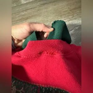 VTG Valorie Folk Art Christmas Sweatshirt Embroidered Gingerbread Red Green S M thumbnail 6