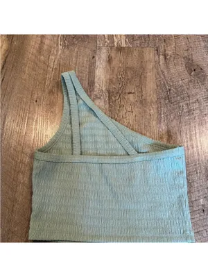 American Eagle Green One Shoulder Tank Top Medium thumbnail 2
