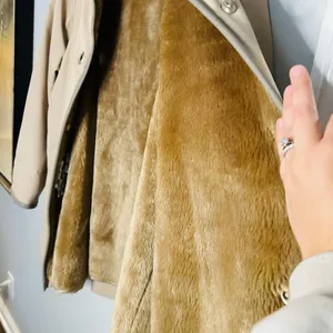 Vintage COUNTRY PACER 80s Faux Fur Brown Lined Turn Button Trench Coat Size M thumbnail 6