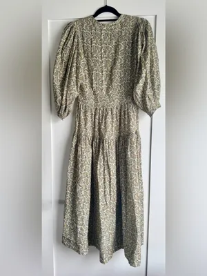 ✨like new✨ Dôen Rosamund Dress in Cream Tilbury Paisley Size XS Puff Sleeve thumbnail 5