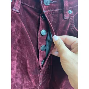 We The Free Stella Velvet Skinny Pants Red Hue Raw Hem Button Fly 29 thumbnail 4