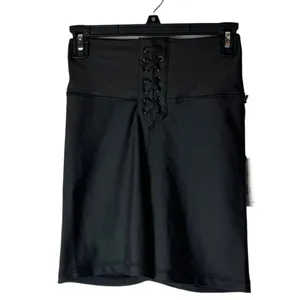 WEWOREWHAT Black Lace Up Biker High Rise‎ Athletic Shorts Size S NWT thumbnail 3