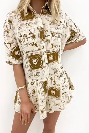 Revolve NWT By Frankie Taco and Lime print short set. Size Medium thumbnail 1