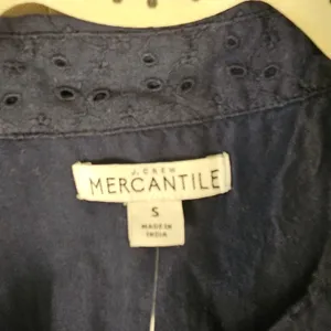 NWT J Crew‎ Mercantile Navy Short Sleeve Eyelet Collared Tie Front Dress Small thumbnail 3