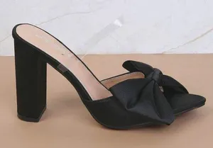 Revolve NWT Boutique cera Unilady Satin Bow Decor Chunky Heeled Mule Sandals. Size 8 1/2. thumbnail 2